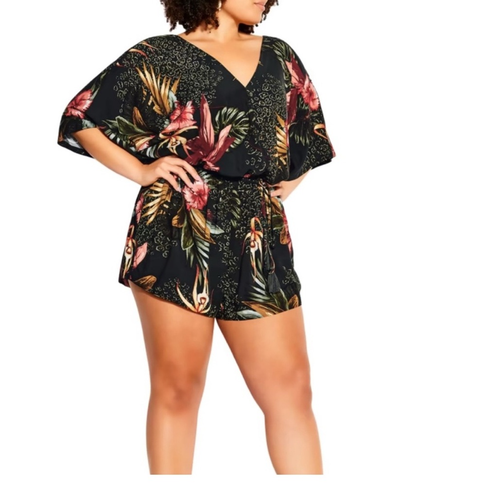 Floral Black Romper